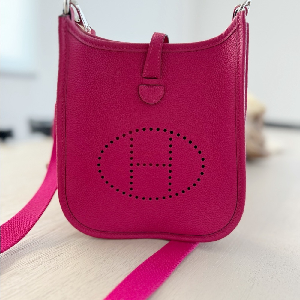 Stunning authentic Hermes mini Evelyne (16) in Rose Mexico.